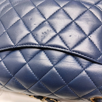 Chanel Classic Flap Rectangular Mini 2015 Navy Lambskin Gold Hardware