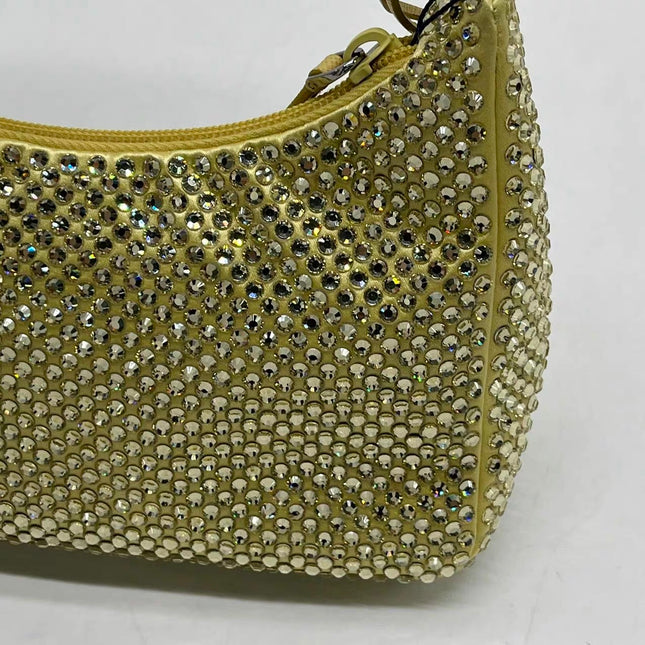 Prada Re-Edition 2000 Mini Yellow Glitter Nylon Shoulder Bag