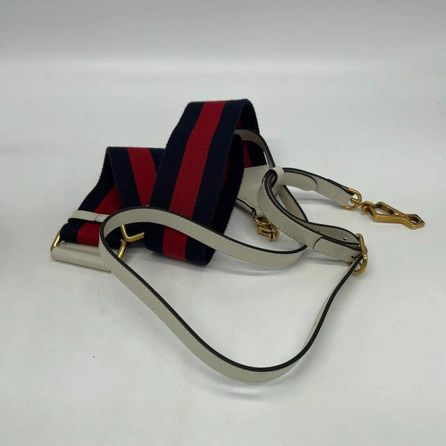 Gucci Bamboo 1947 Top Handle Bag Small White Box Leather Canvas Strap