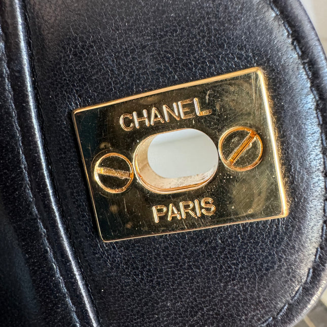 Chanel Double Sided Small Classic Flap Black Lambskin Leather 24k Gold Hardware, 1996-1997
