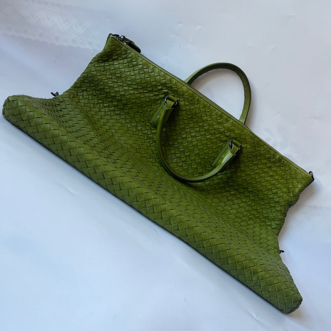 Bottega Veneta Maxi Convertible Tote Bag Hobo Green Leather Two-way Carry 52cm