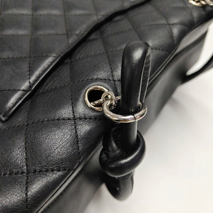 Chanel Cambon Large Black Calfskin Leather Double Strap Handbag