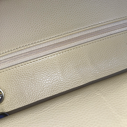 Chanel Timeless Classic Flap Medium Beige Caviar Leather Silver Hardware, 2005-2006
