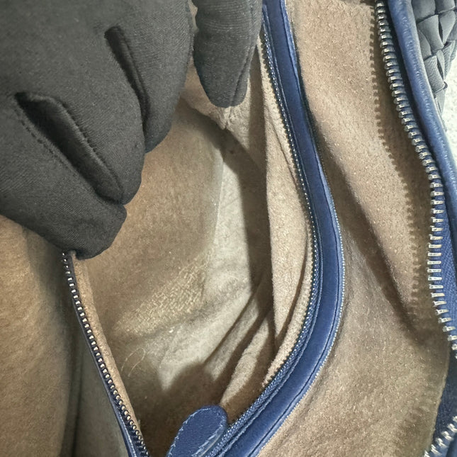 Bottega Veneta Veneta Hobo Medium Navy Intrecciato Leather Bag 40cm