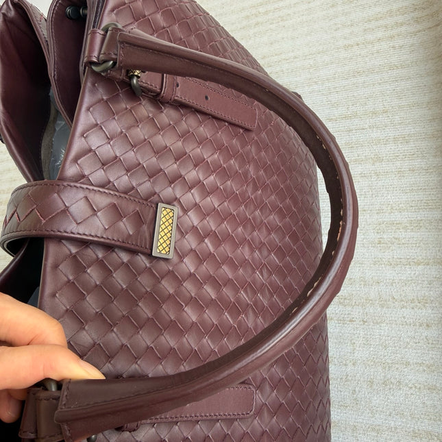 Bottega Veneta Roma Burgundy Intrecciato Nappa Leather Large 35cm