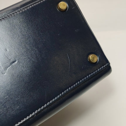 Hermes Kelly 32 Retourne 78 Blue Marine Navy Box Leather Gold HW 1980