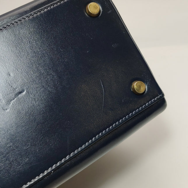 Hermes Kelly 32 Retourne 78 Blue Marine Navy Box Leather Gold HW 1980