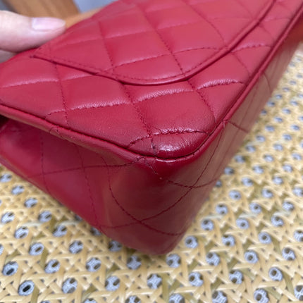 Chanel Classic Flap Mini 2014 Red Lambskin Leather Silver Hardwarei