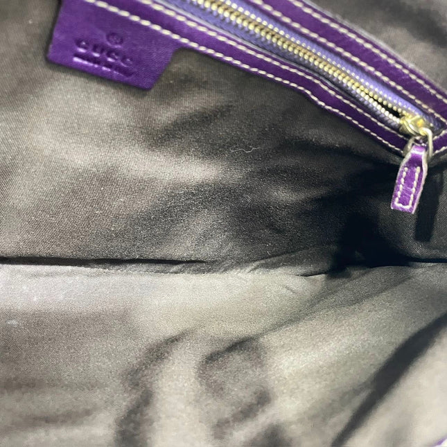 Gucci Jackie Vintage Large Purple Suede Leather Ringlets Decoration