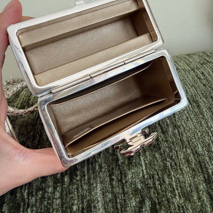 Chanel 22p Mini White Quilted Lambskin Box Clutch Crossbody Bag