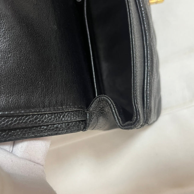 Chanel Classic Flap Medium Black Caviar Leather with 24k Gold Hardware, 2008