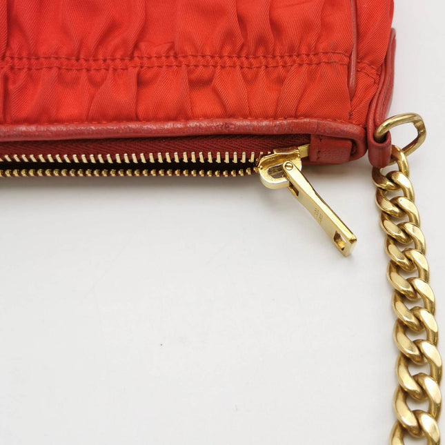 Sold Prada Tessuto Nylon Gaufre Crossbody Bag Red with Gold-tone Hardware