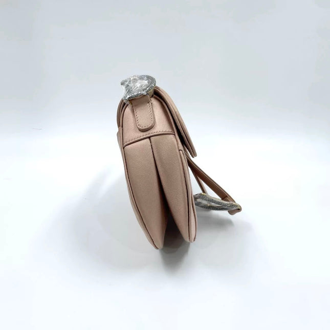 Dior Saddle Mini Pink Silk Satin with Crystal Buckle
