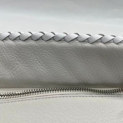 Loewe Puzzle Small Leather Woven Braided White Crossbody Bag