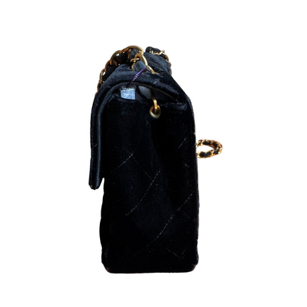 Chanel Classic Flap Mini Square Vintage Black Velvet 24k Gold Hardware 1991-94