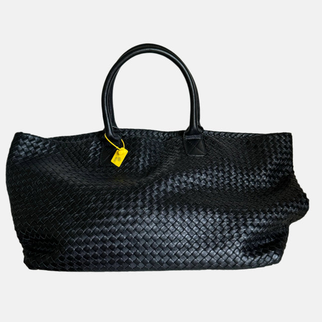 Sold Bottega Veneta Cabat Large Intreccio Leather Tote Bag Black 40cm