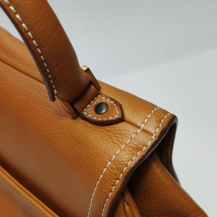 Dior Top Handle Saddle Bag Cognac Tan Brown Calfskin Leather