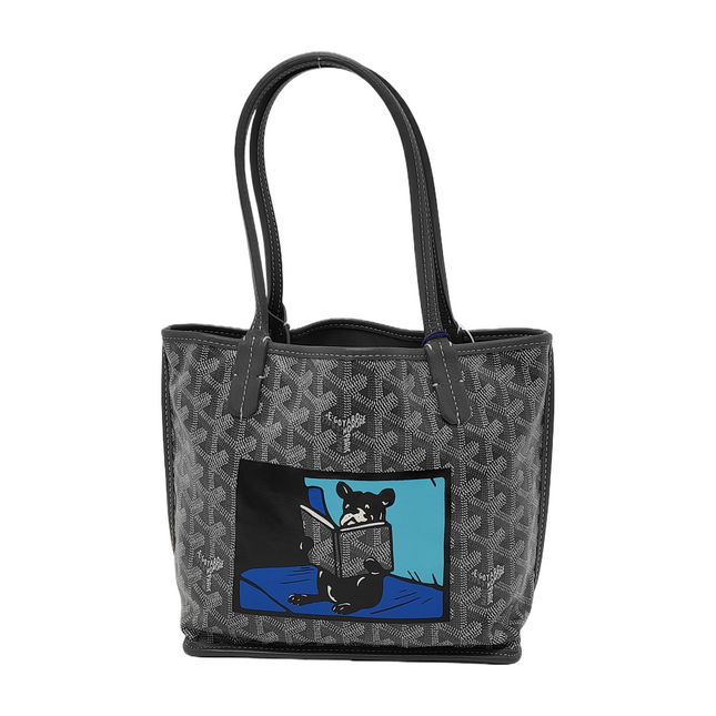 Goyard Anjou Mini Tote Grey French Bulldog Reversible Leather-Luxbags