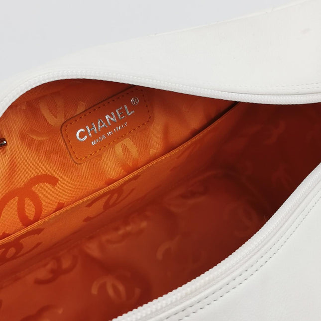 Chanel Cambon Multi-pocket Ligne Reporter Bag Large White Calfskin Leather