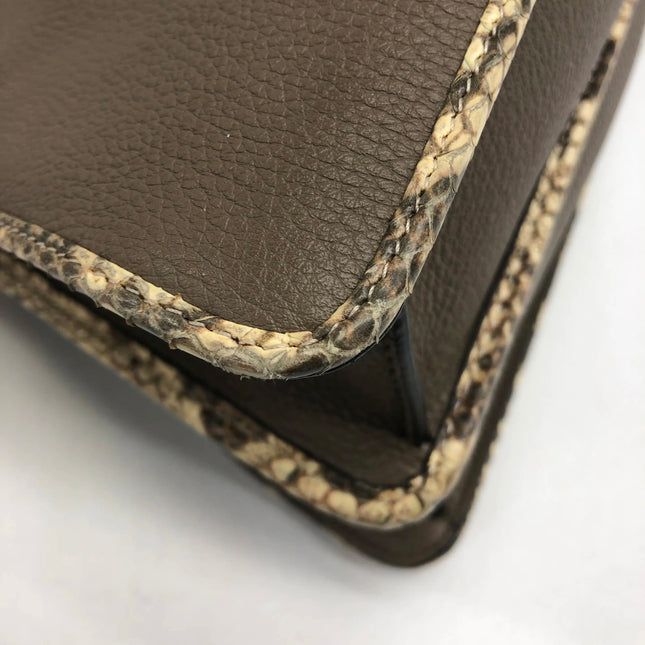 Fendi Peekaboo ISeeU Sellier Small Grey Leather with Python Skin Trimming