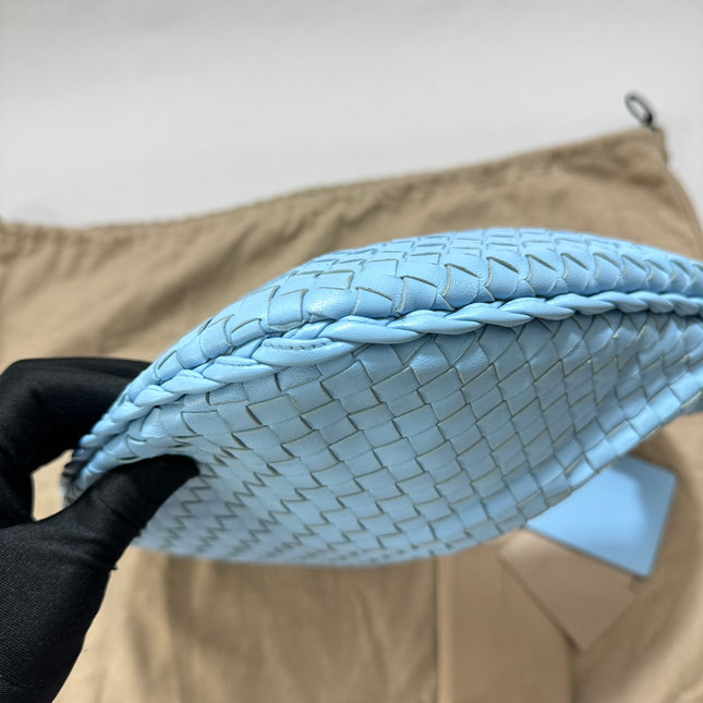 Sold Bottega Veneta Veneta Hobo Medium Baby Blue Intrecciato Leather Bag 43cm