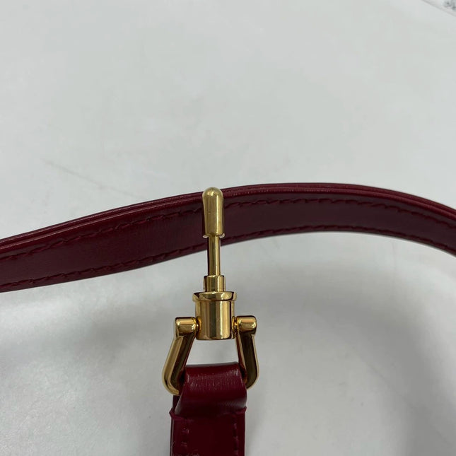 Sold Gucci Jackie 1961 Mini Burgundy Leather Bag with Adjustable Strap