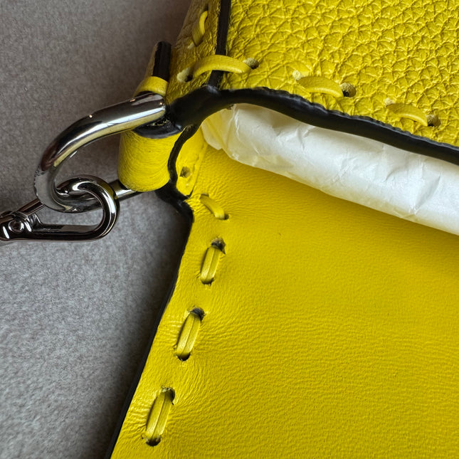 Fendi Baguette Mini Selleria Lemon Yellow Calfskin Leather Crossbody Bag