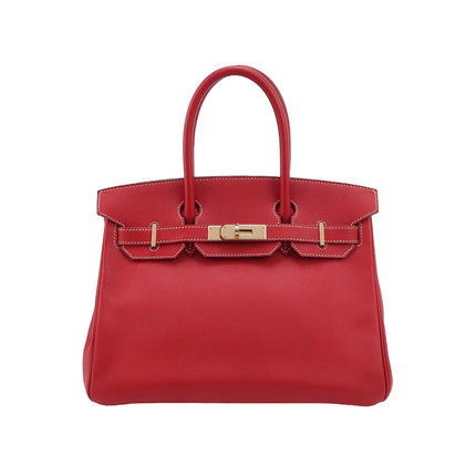 Hermes Birkin 30 Epsom Leather Red Rouge Casaque Gold Hardware 2012-Luxbags