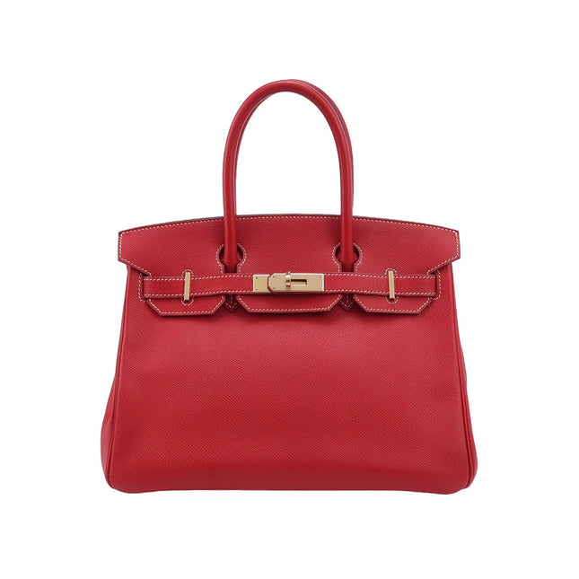 Hermes Birkin 30 Epsom Leather Red Rouge Casaque Gold Hardware 2012-Luxbags