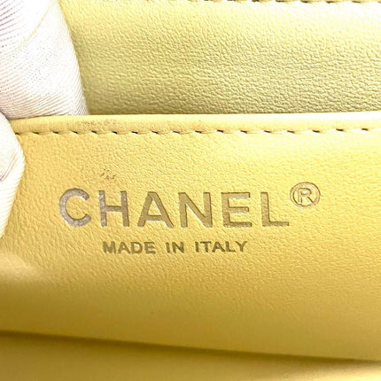 Chanel Classic Flap Rectangular Mini Yellow Lambskin Leather Silver Hardware Microchip