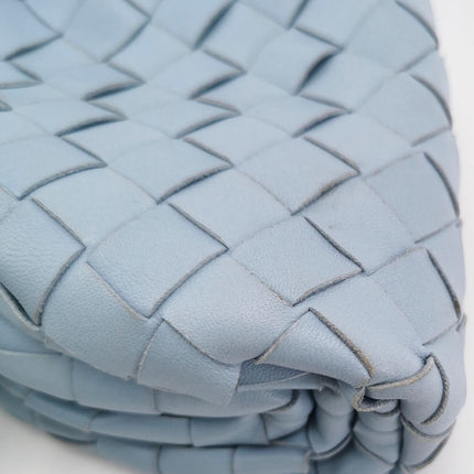 Bottega Veneta Pouch Mini Intrecciato Blue Lambskin Leather Crossbody Bag