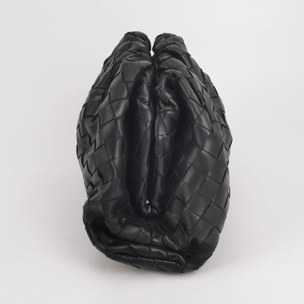 Bottega Veneta Pouch Large Intrecciato Black Calfskin Leather Clutch