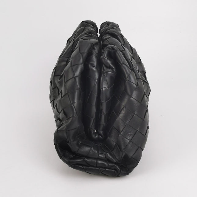 Bottega Veneta Pouch Large Intrecciato Black Calfskin Leather Clutch