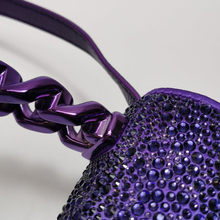 Versace La Medusa Mini Crystal Embellished Top Handle Bag in Purple
