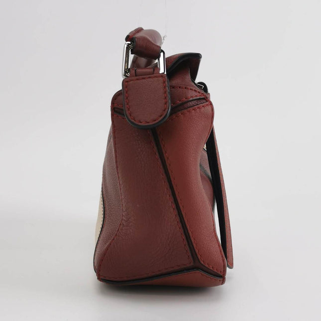 Sold Loewe Puzzle Mini Multicolor Burgundy Calfskin Leather Crossbody Bag