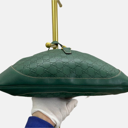 Gucci Jackie Vintage Leather Medium Handbag Green Gucci Monogram