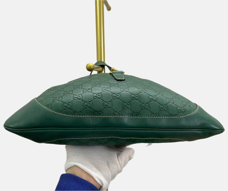 Gucci Jackie Vintage Leather Medium Handbag Green Gucci Monogram