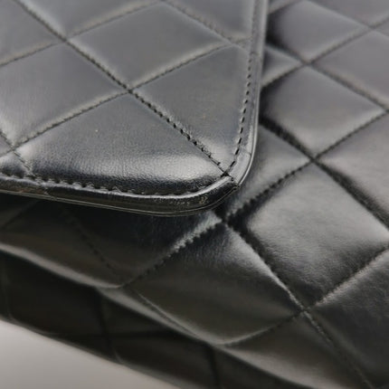 Chanel Vintage Top Handle Kelly Coco Handle Black Flap Bag lambskin leather 24k Gold Hardware