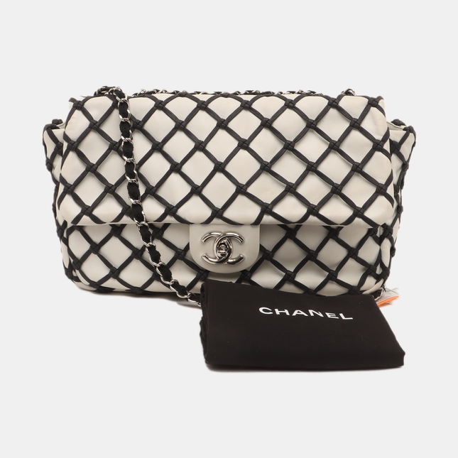 Chanel Lambskin Jumbo Canebiers Net Knots Flap White, 2011