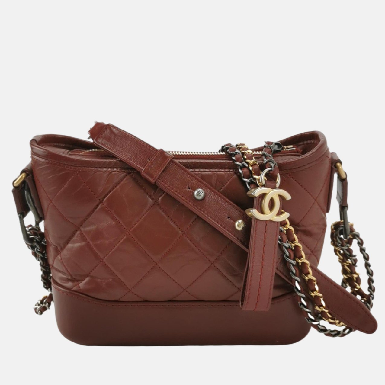 Chanel Gabrielle Hobo 2018 Burgundy Leather Small Crossbody Bag-Luxbags