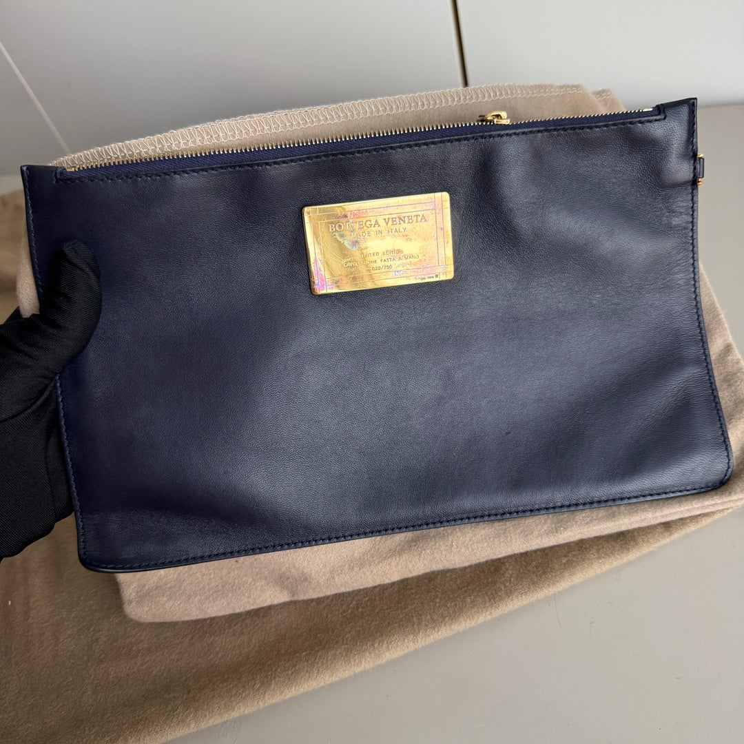 Bottega Veneta Cabat Small Intreccio Leather Tote Bag Navy