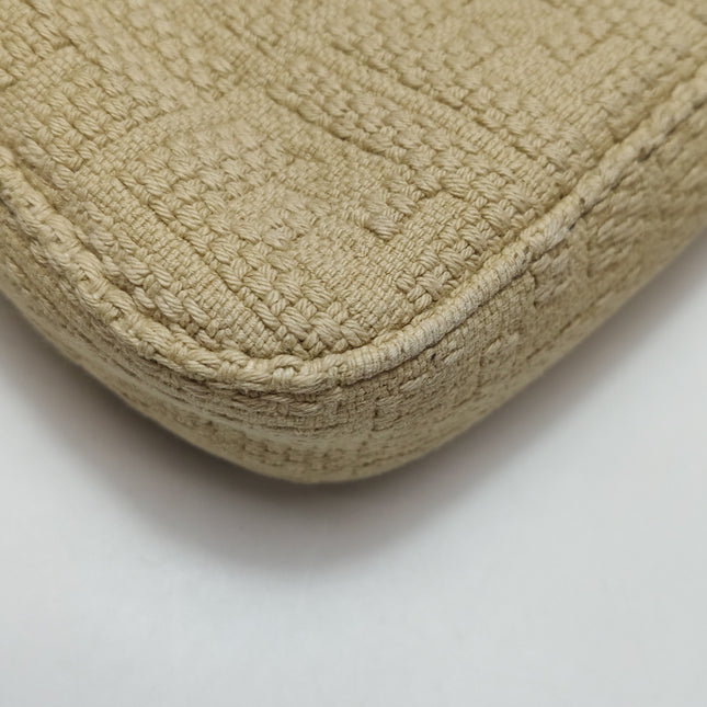 Fendi Baguette 1997 Beige Canvas Zucca Embossed with Zucca Interior
