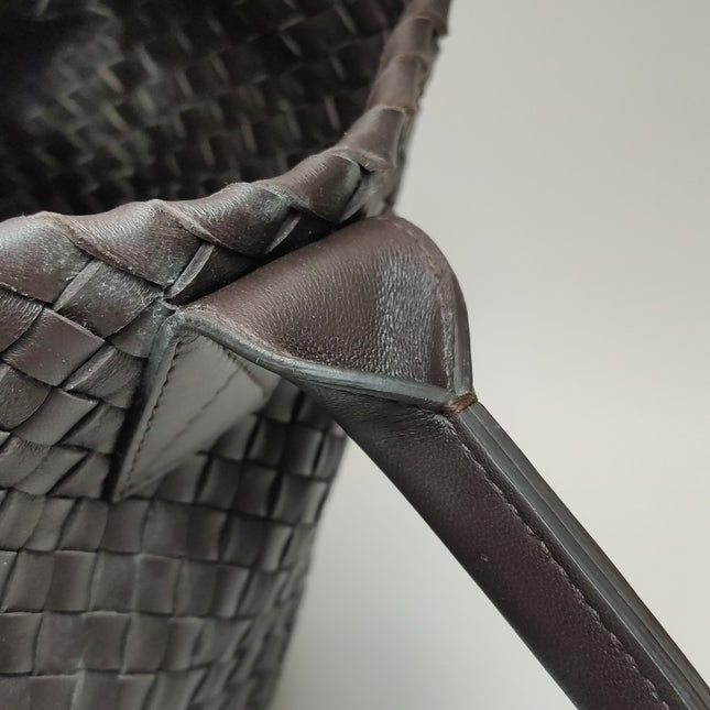 Sold Bottega Veneta Cabat Large Intreccio Leather Tote Bag Dark Chocolate Brown with Pouch