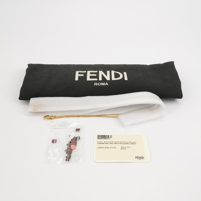 Fendi Nano Baguette Charm Red Sequins Satin Interior Chain Strap