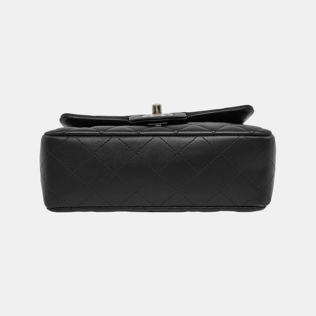Chanel Classic Flap Rectangular Mini Black Lambskin Leather Silver Hardware