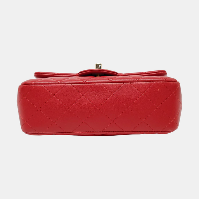 Chanel Classic Flap Mini 2020 Red Lambskin Leather Gold Hardware