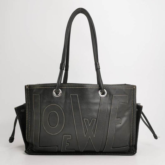 Loewe Anagram Love Logo Shopper Tote Black Medium 35cm-Luxbags