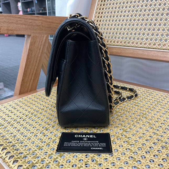 Chanel Classic Flap Jumbo Black Lambskin Leather Double Flap Gold Hardware, 2017-18