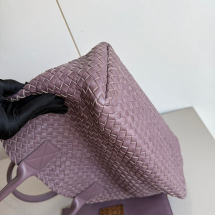 Bottega Veneta Cabat Small Intreccio Leather Tote Bag Dark Lavender Purple