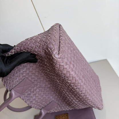 Bottega Veneta Cabat Small Intreccio Leather Tote Bag Dark Lavender Purple